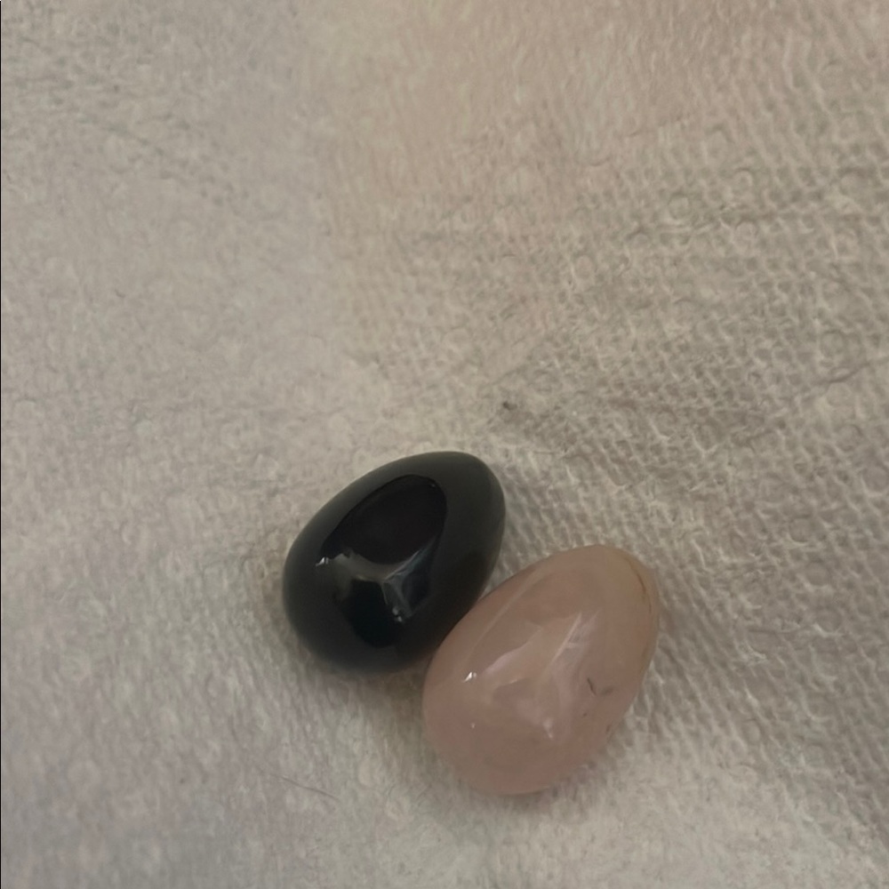 Obsidian and Rose Quartz Crystal Egg Set! Keep bad juju away and good vibes in!